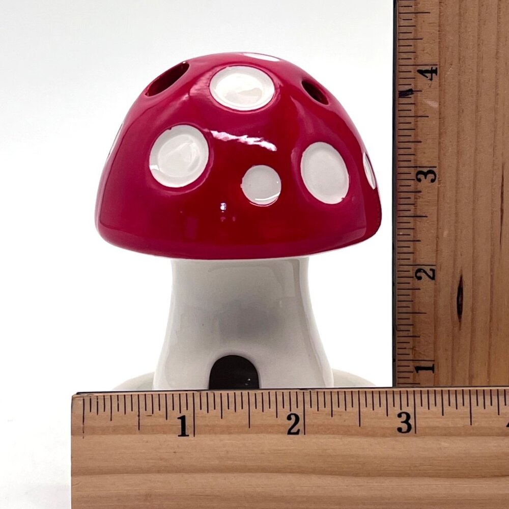 Ceramic Red & White Mushroom Incense Burner With Tray & Incense 4 inch - Picture 6 of 12